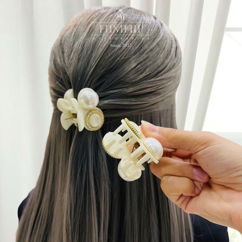 Kẹp Càng Cua HimHip Composite Đính Hạt Giả Trai Thanh Lịch 8 Răng 3.5x4.5cm