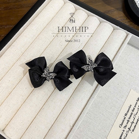 Kẹp Mỏ Vịt HimHip HKCC Nơ Nhỏ Đính Bướm Phale Lấp Lánh 3.3x8.3cm