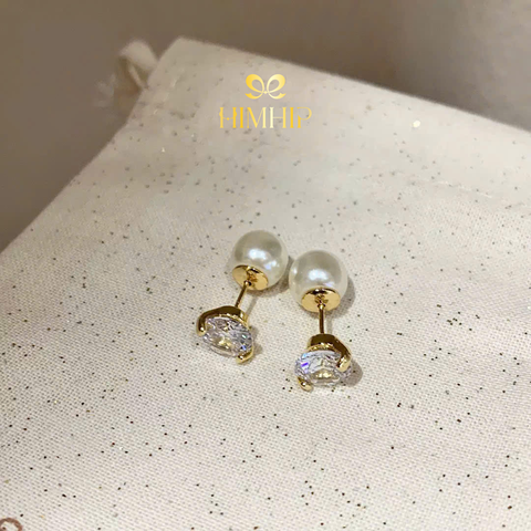 Khuyên Tai Nụ HimHip HKCC 2 Kiểu Dual Radiance Mặt Đá Phale 7ly Chốt Hạt Giả Trai 7ly Thanh Lịch