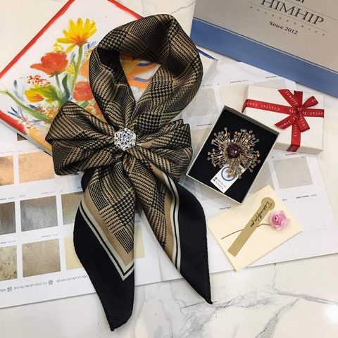 Cài Khăn 4 Chấu HimHip Size To Mặt Lục Giác Sang Trọng HKCC Đính Phale 2.2cm