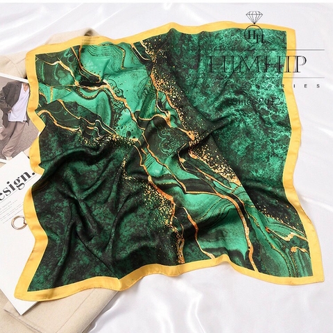 Set Quà HimHip Khăn Lụa Vuông 70x70cm & Cài Khăn Kèm Túi Hộp Thiệp - 364