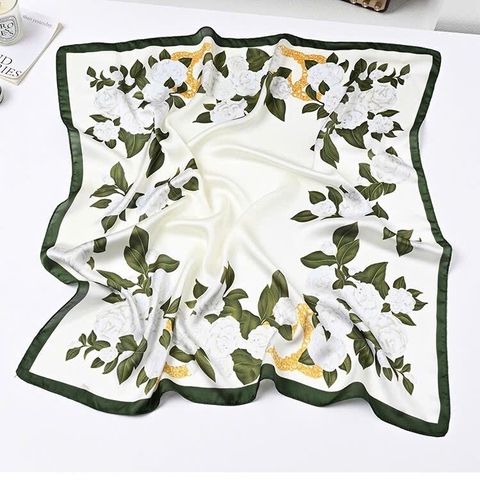 Set Quà HimHip Khăn Lụa Vuông 70x70cm & Khuyên Tai, Kẹp Tóc Kèm Túi Hộp Thiệp - 570