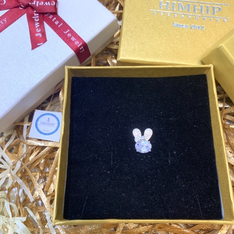 Pin Cài Áo HimHip Thỏ Nơ Đáng Yêu HKCC Đính Phale 1*1,5cm
