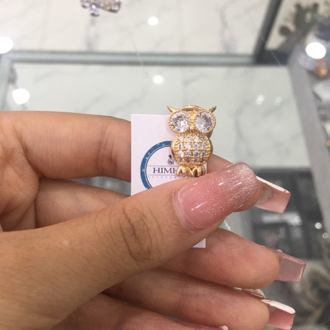 Pin cài cúc nam nữ cú nhỏ đính đá đáng yêu 1.5cm