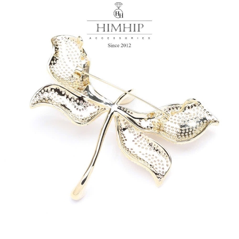 Trâm, Ghim Cài Áo HimHip Chuồn Chuồn Cánh Lá Phong Thanh Lịch HKCC Đính Phale 6,5*8cm