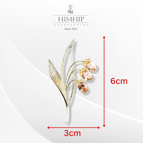 Trâm, Ghim Cài Áo HimHip Cành Hoa Chuông Sang Trọng HKCC Đính Phale 3*6cm