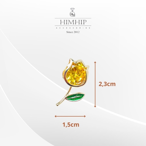 Pin Cài Áo HimHip Bông Hoa Tulip Nhỏ Sang Trọng HKCC Đính Phale 2,3*1,5cm