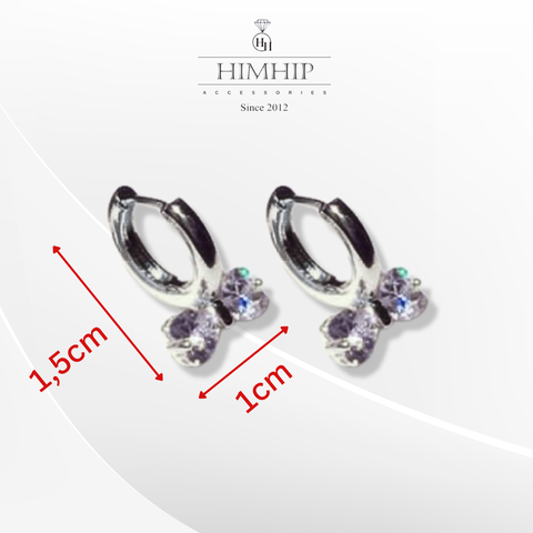 Khuyên Tai Ngắn HimHip Mặt Nơ Thanh Lịch HKCC Đính Phale 1x1.5cm