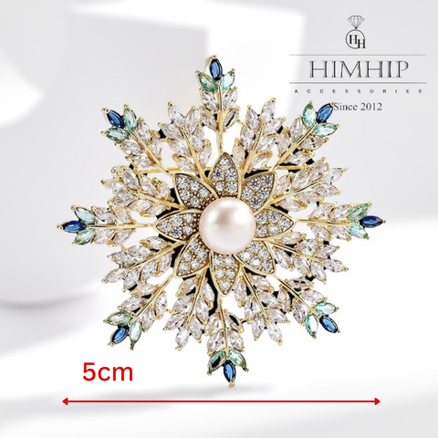 [Noel] Trâm, Ghim Cài Áo HimHip Hoa Tuyết Sang Trọng HKCC Mix Trai 5*5cm