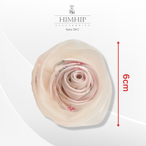 Kẹp Mỏ Vịt HimHip Hoa Hồng Vải Thanh Lịch 6x1cm