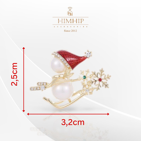 [Noel] Trâm, Ghim Cài Áo HimHip Người Tuyết Đội Mũ Đỏ Đáng Yêu HKCC Mix Trai 2,5*3,2cm