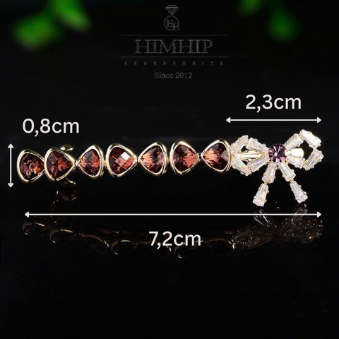 Kẹp Bấm HimHip HKCC Kết Nơ Phale Lấp Lánh 7.2x1.7cm