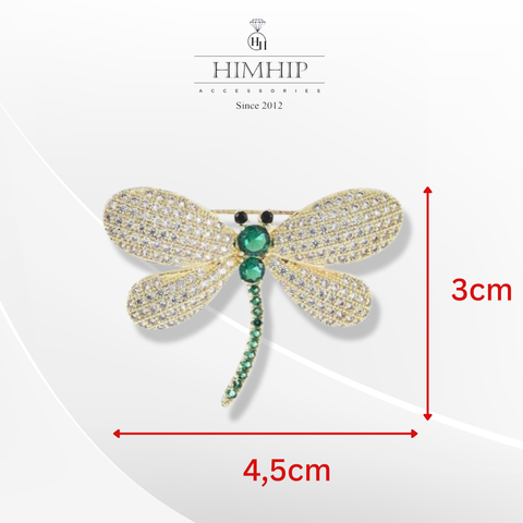 Trâm, Ghim Cài Áo HimHip Chuồn Chuồn Đuôi Xanh Sang Trọng HKCC Đính Phale 3*4,5cm Phụ Kiện Áo Dài