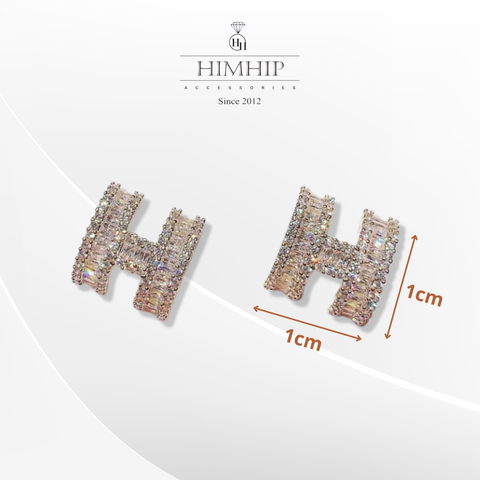 Khuyên Tai Nụ HimHip Chữ H Thanh Lịch HKCC Đính Phale 1x1cm - Vàng