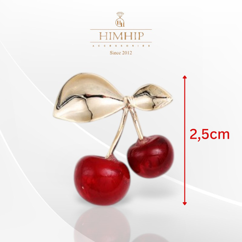 Trâm, Ghim Cài Áo Nhỏ HimHip Chùm Cherry Đôi Đáng Yêu HKCC 2,5cm