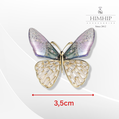 Trâm, Ghim Cài Áo HimHip Bướm Cánh Tiên 2 Màu Sang Trọng HKCC Đính Phale 3,5*3,5cm