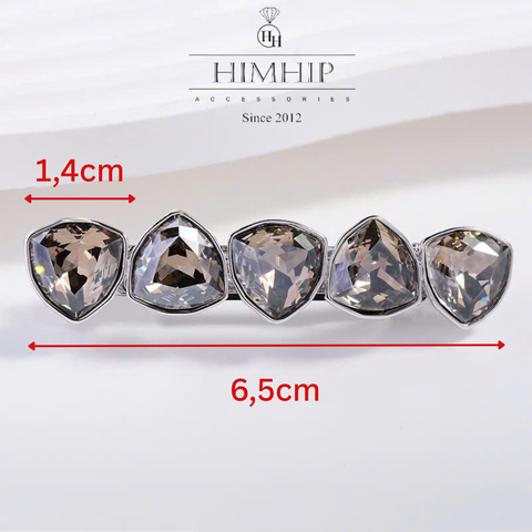 Kẹp Bấm HimHip HKCC Đính 5 Hạt Phale Tam Giác Lấp Lánh 6.5x1.4cm