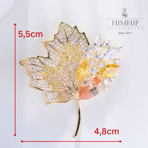 Trâm, Ghim Cài Áo HimHip Lá Phong Thanh Lịch HKCC Đính Phale 4,8*5,5cm