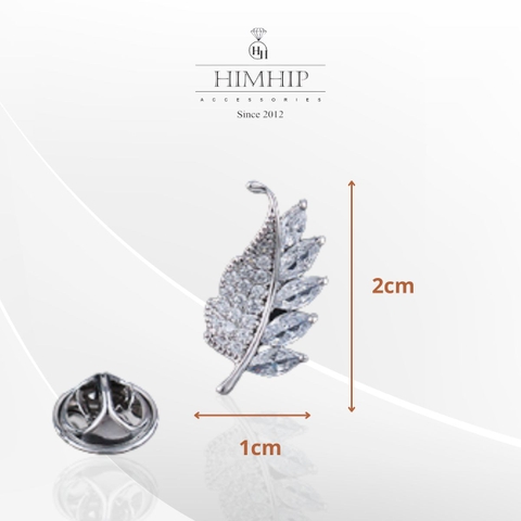Pin Cài Áo HimHip Chiếc Lá Thanh Lịch HKCC Đính Phale 1x2cm