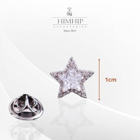 Pin Cài Áo HimHip Nam Nữ Ngôi Sao Trắng Sang Trọng HKCC Đính Phale 1cm