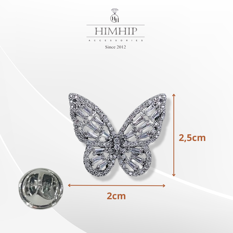 Trâm, Ghim Cài Áo HimHip Bướm Đá Sang Trọng HKCC Đính Phale 2*2,5cm