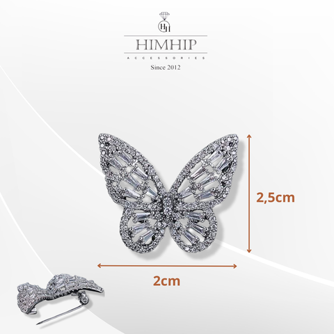 Trâm, Ghim Cài Áo HimHip Bướm Đá Sang Trọng HKCC Đính Phale 2*2,5cm