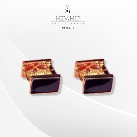 Khuyên Tai Nụ HimHip Mặt Vuông Đen Cổ Điển HKCC 0.5x1cm
