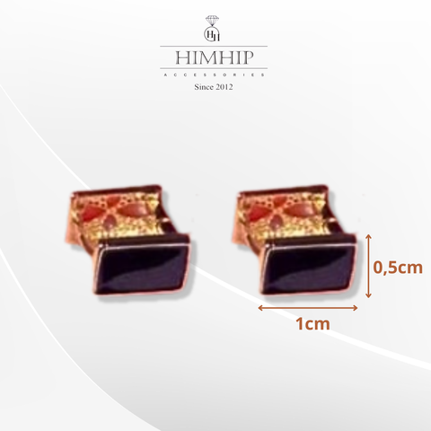 Khuyên Tai Nụ HimHip Mặt Vuông Đen Cổ Điển HKCC 0.5x1cm