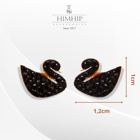 Khuyên Tai Nụ HimHip Thiên Nga Đen Sang Trọng Titan 1x1.2cm