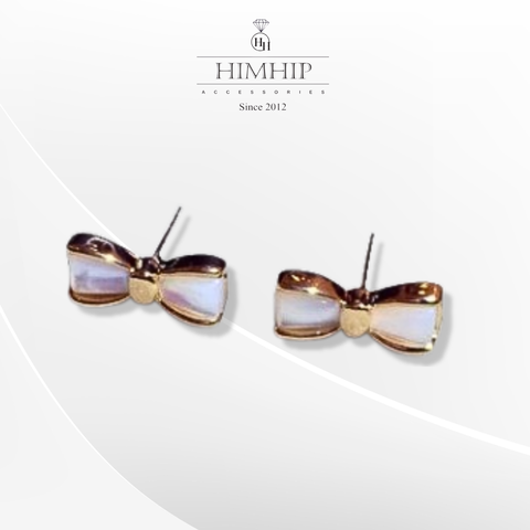 Khuyên Tai Hợp Kim Cao Cấp Chiếc Nơ Thanh Lịch 0.5*1.8cm