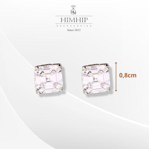 Khuyên Tai Nụ HimHip Mặt Vuông Đá Sang Trọng HKCC Đính Phale 0.8cm