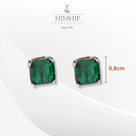 Khuyên Tai Nụ HimHip Mặt Vuông Đá Sang Trọng HKCC Đính Phale 0.8cm
