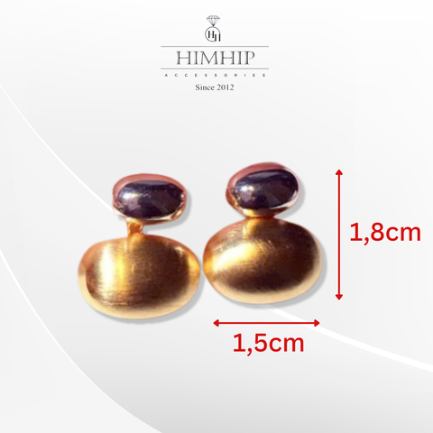 Khuyên Tai Ngắn HimHip Hình Bầu Dục Sang Trọng HKCC 1.5x1.8cm