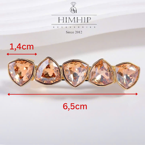 Kẹp Bấm HimHip HKCC Đính 5 Hạt Phale Tam Giác Lấp Lánh 6.5x1.4cm