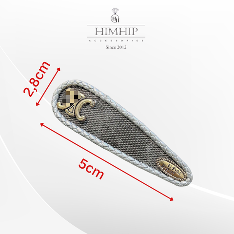 Kẹp Mái Bật HimHip Vải Viền Tết Mặt 2 Chữ C Thanh Lịch 2.8x5cm
