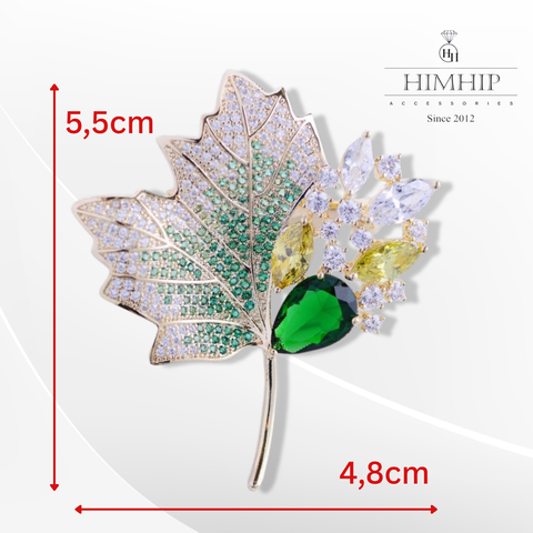 Trâm, Ghim Cài Áo HimHip Lá Phong Thanh Lịch HKCC Đính Phale 4,8*5,5cm