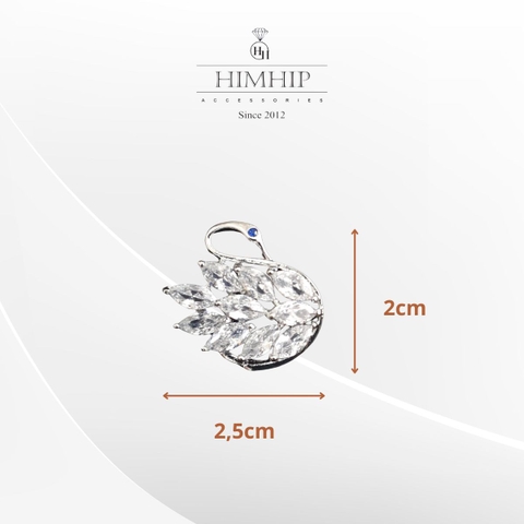Pin Cài Áo HimHip Thiên Nga Đen Trắng Thanh Lịch HKCC Đính Phale 2*2,5cm