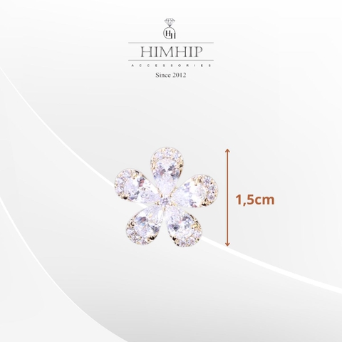 Pin Cài Áo HimHip Hoa 5 Cánh Thanh Lịch HKCC Đính Phale 1.5x1.5cm