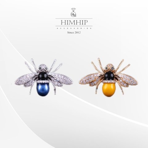 Pin Cài Áo HimHip Nam Nữ Ong Mắt Đen Sang Trọng HKCC Đính Phale 2*3cm