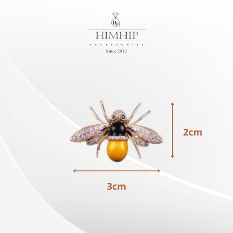 Pin Cài Áo HimHip Nam Nữ Ong Mắt Đen Sang Trọng HKCC Đính Phale 2*3cm