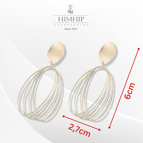 Khuyên Tai Bản To HimHip 4 Vòng Oval Độc Đáo HKCC 2.7x6cm
