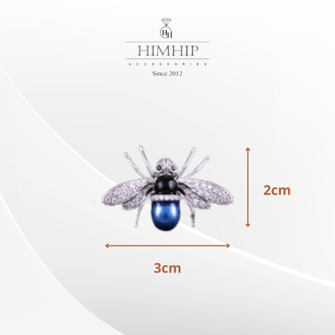 Pin Cài Áo HimHip Nam Nữ Ong Mắt Đen Sang Trọng HKCC Đính Phale 2*3cm