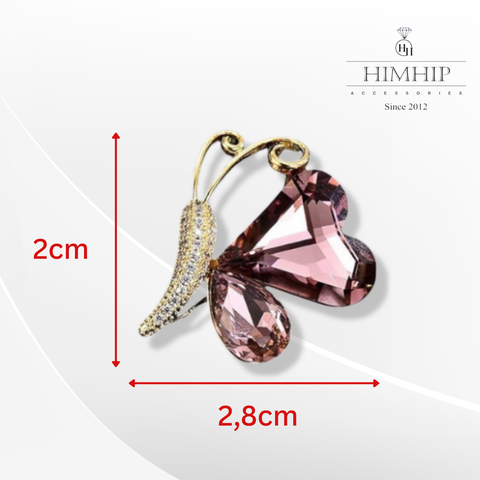 Trâm, Ghim Cài Áo HimHip Bướm Cánh Trái Tim Đáng Yêu HKCC Đính Phale 2*2,8cm