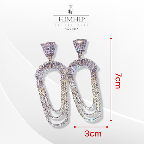 Khuyên Tai Bản To HimHip 3 Vòng Phale Lấp Lánh HKCC Đính Phale 3x7cm