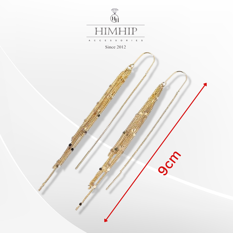 Khuyên Tai Dài HimHip Kết Tua Rua Quý Phái HKCC 9cm