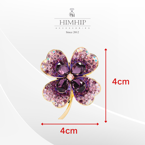 Trâm, Ghim Cài Áo HimHip Hoa 4 Cánh May Mắn HKCC Mix Phale 4x4cm