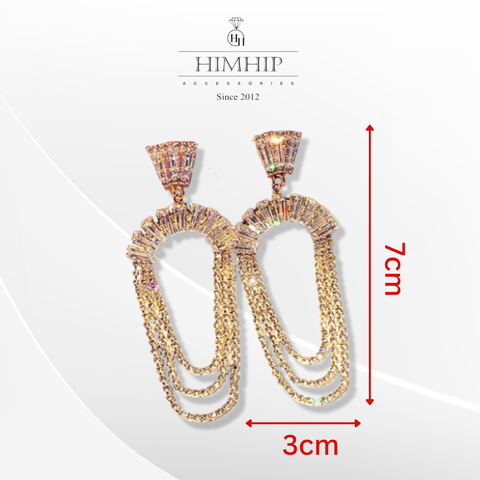 Khuyên Tai Bản To HimHip 3 Vòng Phale Lấp Lánh HKCC Đính Phale 3x7cm