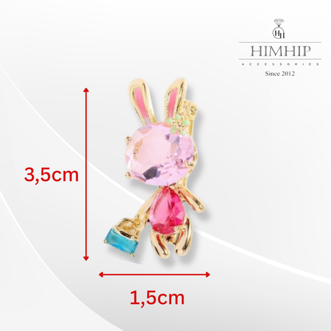 Trâm, Ghim Cài HimHip Thỏ Xách Giỏ Đáng Yêu HKCC Đính Phale 3,5*1,5cm
