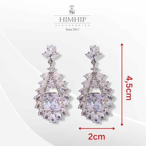 Khuyên Tai Bản To HimHip Giọt Nước Phale Quý Phái HKCC Đính Phale 2x4.5cm