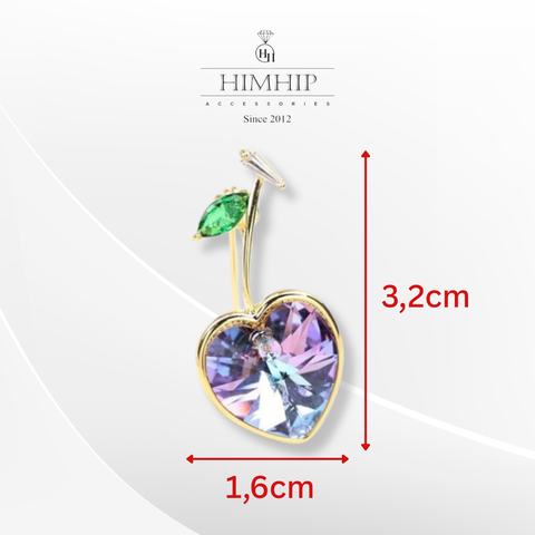 Trâm, Ghim Cài Nhỏ HimHip Cherry Trái Tim Đáng Yêu HKCC Đính Phale 1,6*3,2cm